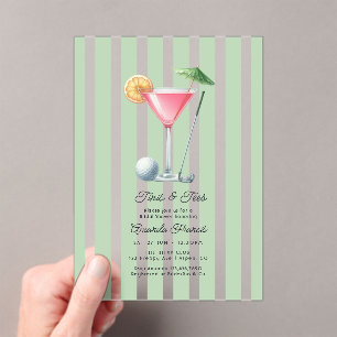 Preppy Country Club Martini Golf Bridal Shower Acrylic Invitations