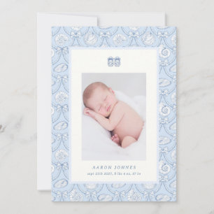 Preppy Couquette Coastal Baby Birth Announcement