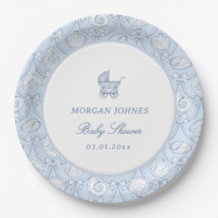 Preppy Couquette Coastal Baby Shower  Paper Plate