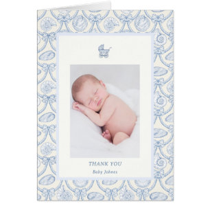 Preppy Couquette Coastal Baby Thank You Card