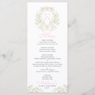 Preppy Crest Baby Shower Menu