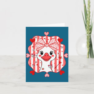 Preppy Cute Goose Coquette Bow Valentine's Day Wom Card