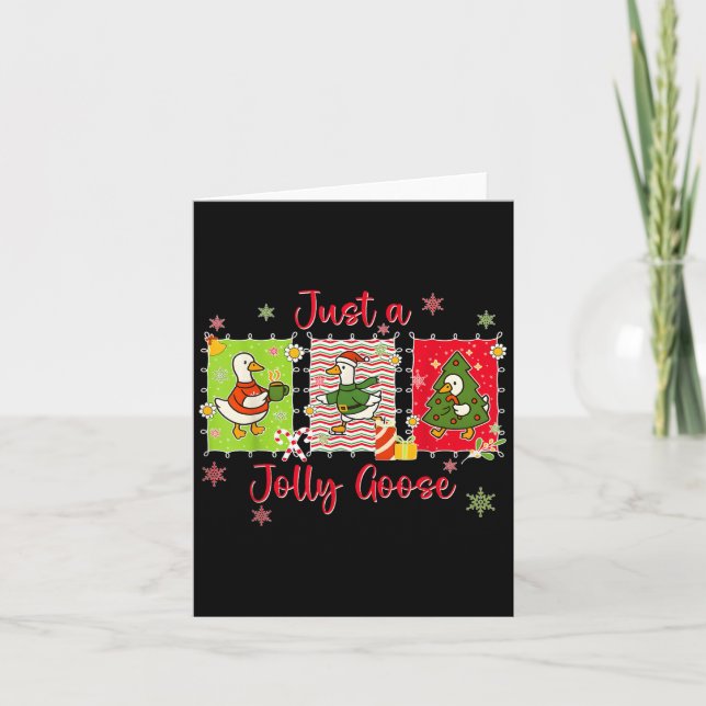 Preppy Cute Just A Jolly Goose Merry Goosemas Chri Card (Front)