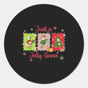 Preppy Cute Just A Jolly Goose Merry Goosemas Chri Classic Round Sticker