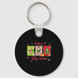 Preppy Cute Just A Jolly Goose Merry Goosemas Chri Key Ring