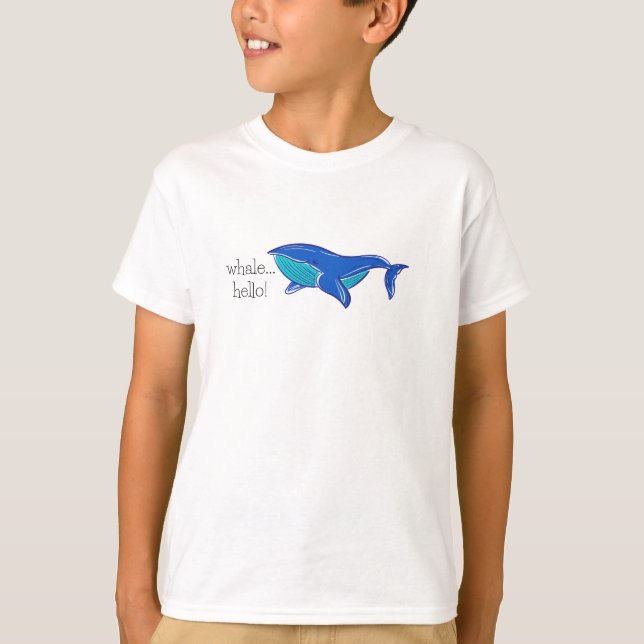 Preppy Cute Whale Hello T-Shirt (Front)