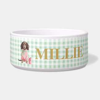 Preppy Dachshund Green Gingham Christmas