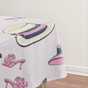 Preppy Derby Hat & Shoe / Derby Party Pink  Tablecloth