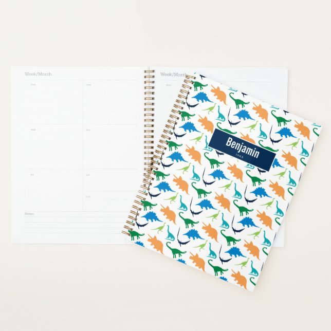 Preppy Dinosaur Boy Personalised School Calendar Planner (Display)