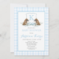 Preppy Duck Gingham Crest Baby Shower Invitation