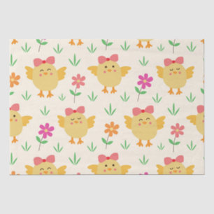 Preppy Easter Baby Chicks with Bows and Flowers Tissue Paper