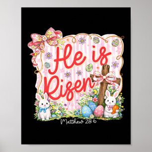 Preppy Easter He Is Risen Bunny Eggs Women Girls  Poster