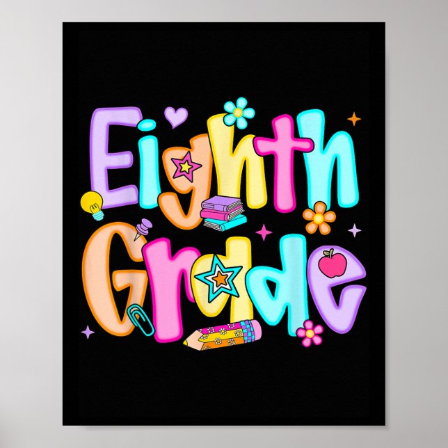 Preppy Eighth Grade Back To School 8th Grade Teach Poster (Front)