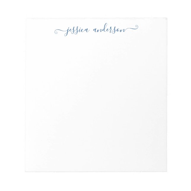 Preppy Elegant Navy Blue Feminine Girly Script Notepad (Front)