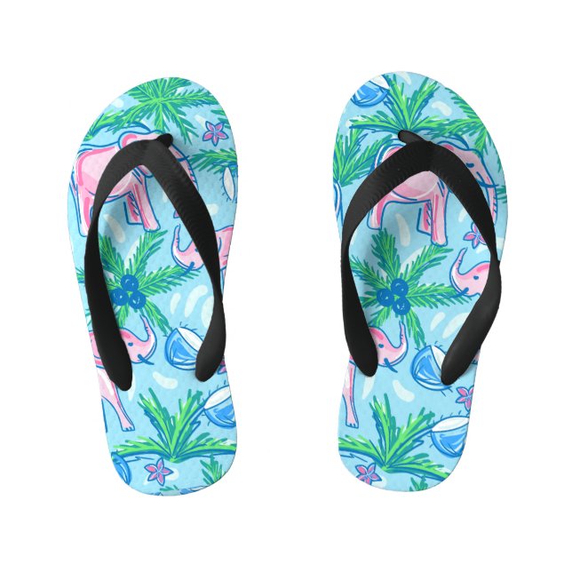 Preppy Elephant Tropical Kid's Jandals (Footbed)