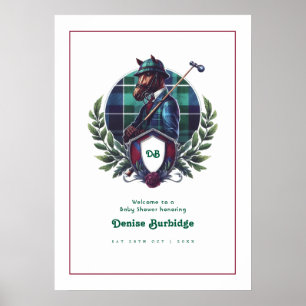 Preppy Equestrian Baby Shower Welcome Poster