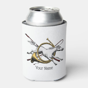Preppy Equestrian Horse Jumping Through Horn Colou Can Cooler