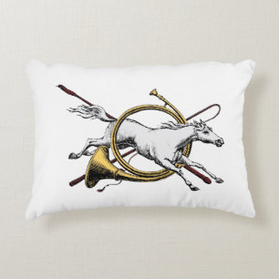 Preppy Equestrian Horse Jumping Through Horn Colou Decorative Cushion