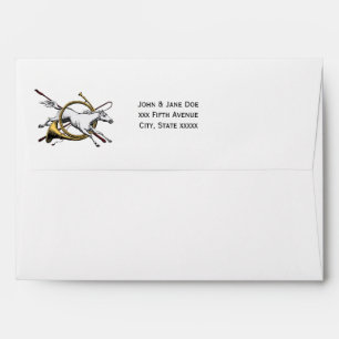 Preppy Equestrian Horse Jumping Through Horn Colou Envelope