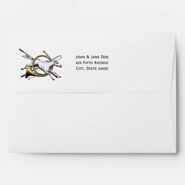 Preppy Equestrian Horse Jumping Through Horn Colou Envelope (Back (Top Flap))