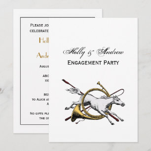 Preppy Equestrian Horse Jumping Through Horn Colou Invitation
