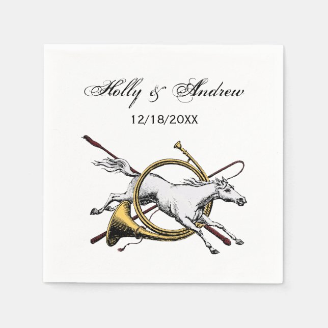 Preppy Equestrian Horse Jumping Through Horn Colou Napkin (Front)