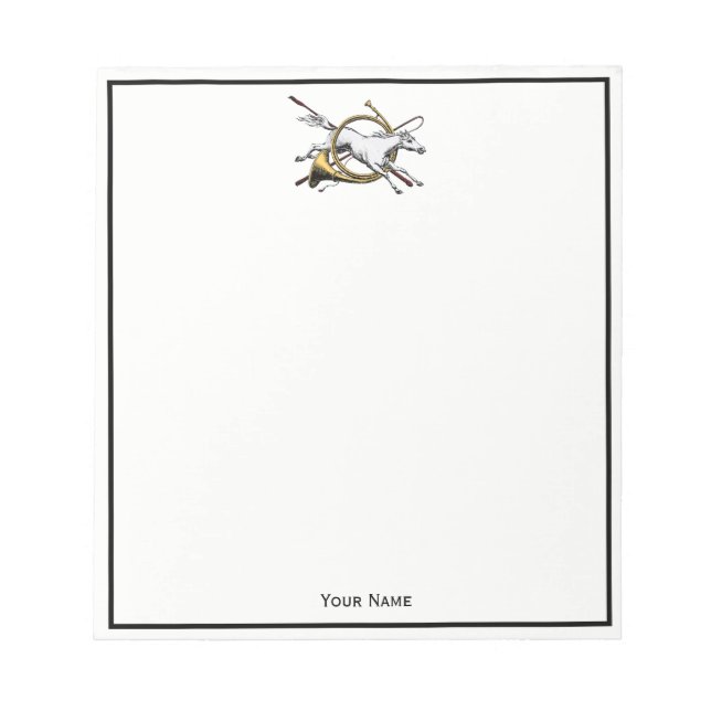 Preppy Equestrian Horse Jumping Through Horn Colou Notepad (Front)
