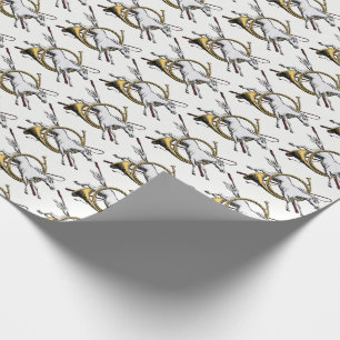 Preppy Equestrian Horse Jumping Through Horn Colou Wrapping Paper