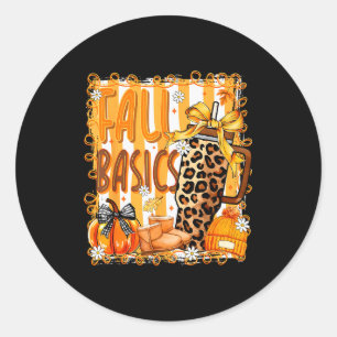 Preppy Fall Basics Coquette Bow Pumpkin Autumn Wom Classic Round Sticker
