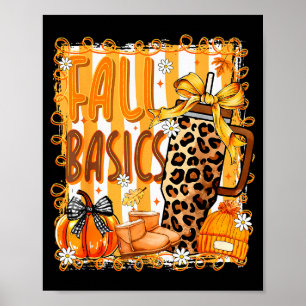 Preppy Fall Basics Coquette Bow Pumpkin Autumn Wom Poster