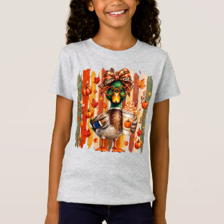 Preppy Fall Mallard Duck Coquette Autumn Pumpkin T-Shirt
