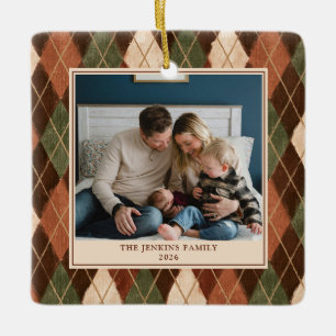 Preppy Family Photo Christmas Ceramic Ornament