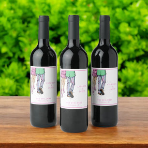 Preppy Fashion Couple / Wedding Shower Engagement Wine Label