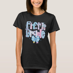 Preppy Fifth Grade Coquette Bow Back To School Tea T-Shirt