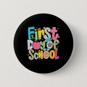 Preppy First Day Of School Back To School Teacher 6 Cm Round Badge