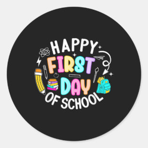 Preppy First Day Of School Teacher Back To School Classic Round Sticker
