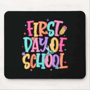 Preppy First Day Of School Teacher Girls Kids Back Mouse Pad