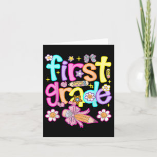 Preppy First Grade Back To School 1st Grade Girl B Card
