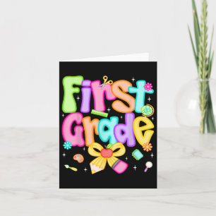 Preppy First Grade Back To School 1st Grade Teache Card
