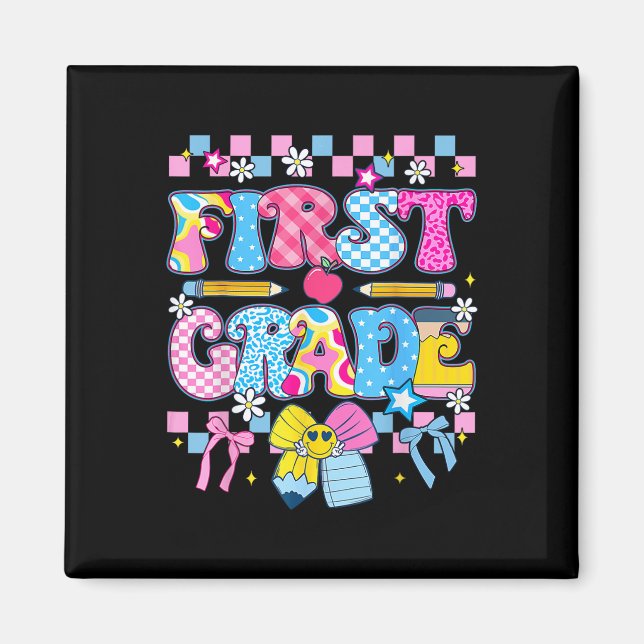 Preppy First Grade Back To School 1st Grade Teache Magnet (Front)