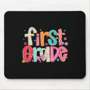 Preppy First Grade Back To School 1st Grade Teache Mouse Pad
