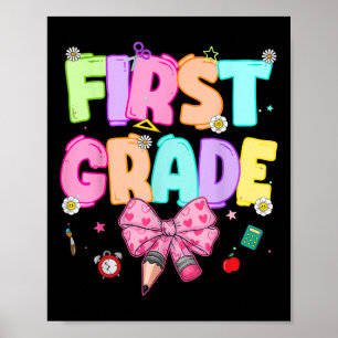 Preppy First Grade Back To School 1st Grade Teache Poster