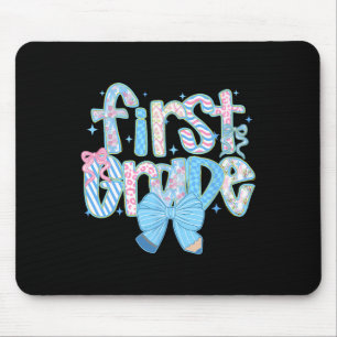 Preppy First Grade Back To School Floral Teachers Mouse Pad