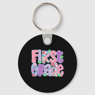 Preppy First Grade Back To School Teachers Girls Key Ring