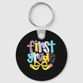 Preppy First Grade Retro Chequered Teacher Back To Key Ring