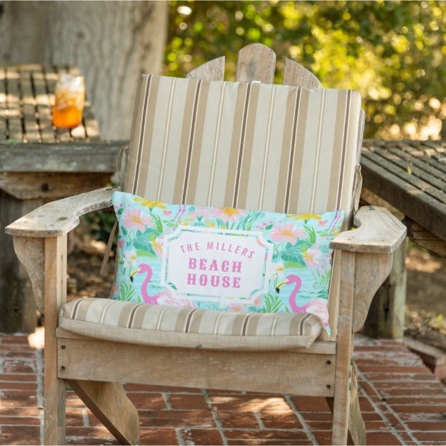 Preppy Flamingo | Beach House Lumbar Cushion (Chair)