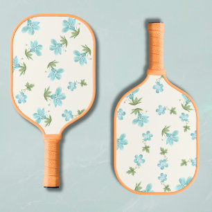 Preppy Floral Cottagecore Ivory & Light Blue Pickleball Paddle