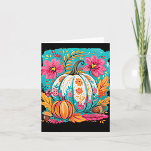 Preppy Floral Fall Pumpkin Autumn Thanksgiving Coz Card