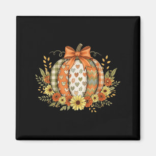 Preppy Floral Fall Pumpkin Lace Coquette Bow Hallo Magnet