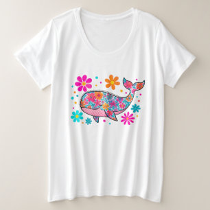 Preppy Floral Summer Whale Plus Size T-Shirt